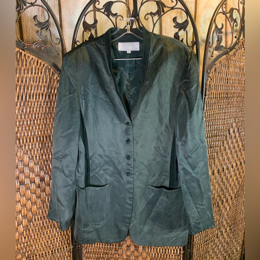 Vintage Velvet-Like Dark Green Blazer by Dorothy Schoelen Platinum